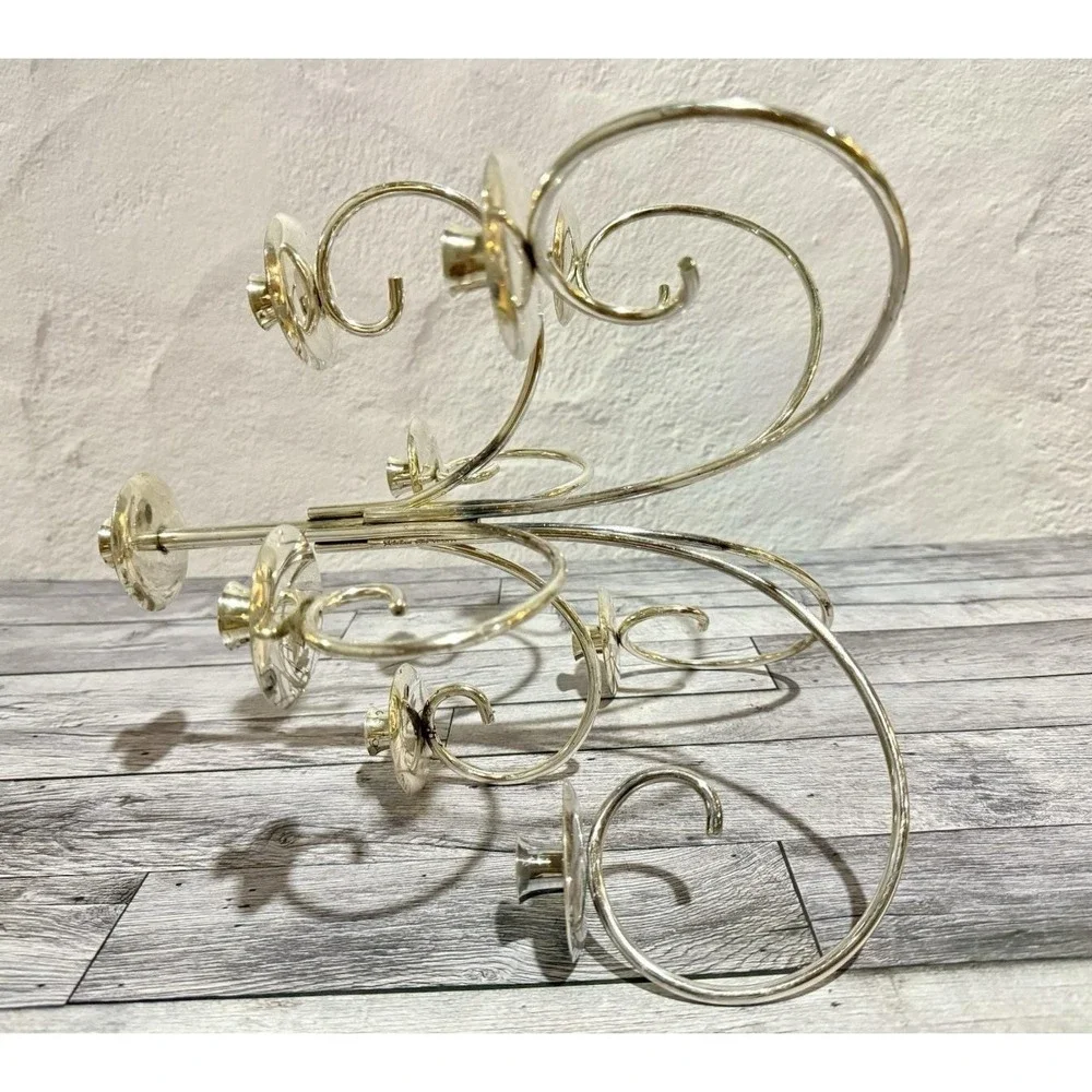 Vintage Mid Century Modern Silver Plated Candelabra Asymmetrical Multi Branch